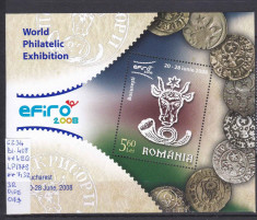 2007 Expozitia filatelica mondiala EFIRO 2008 II Bl.408 LP1778 MNH Pret 2,9+1Lei foto