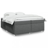 Cumpara ieftin Pat box spring cu saltea, gri &icirc;nchis, 200x200 cm, textil