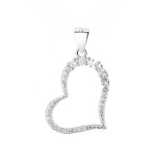 Pandantiv argint 925, JW1598, model inima, placat cu rodiu