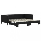 Cumpara ieftin Pat de zi cu extensie, negru, 100x200 cm, textil