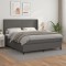 vidaXL Pat box spring cu saltea, gri, 180x200 cm, piele ecologică 3132397
