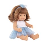 Papusa fetita caucazian roscata 38 cm in rochita, corp parfumat, colectia My, MINILAND