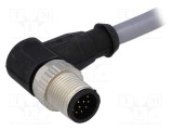Conector HARTING M12 tată 12 pini unghi 90&deg; cablu 2m PVC