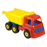 Camion de jucărie cu benă rabatabilă, 60x32x24 cm, roșu-albastru-galben, CMCLASS