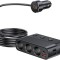 Prelungitor priza auto cu adaptor 7 in 1, 128W, 3x soclu auto, 3 x USB, Quick Charge 3.0, 1 x USB-C, afisaj display voltaj