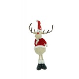 Ornament de craciun ren, flippy, rosu/alb, textil, 55 cm