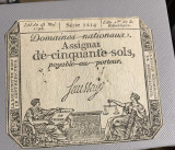 50 Sol 1793 bancnota Franta revolutia franceza 230 ani vechime autentica