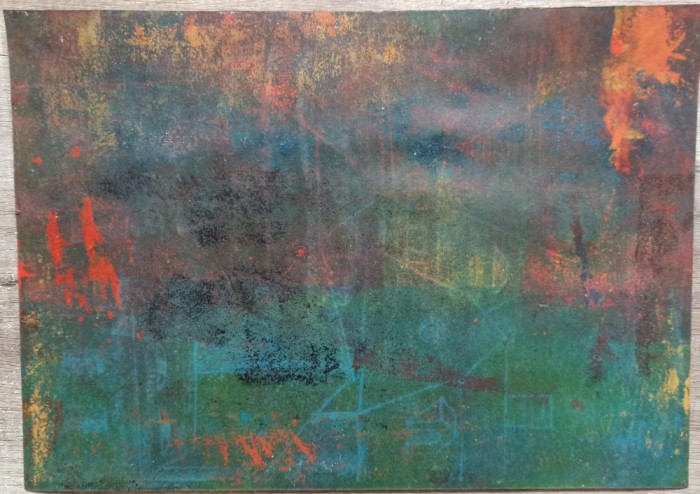 Lucrare grafica cu tema abstracta// tehnica mixta pe hartie