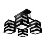 Lustra Lemn VANJA cu Abajur Patrat 4 X Dulie E27 Alb Negru, Alessandro DESIGN