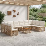 Cumpara ieftin Set de canapele de exterior 11 buc. Alb Natural si Crem