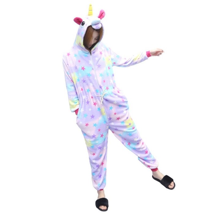 PJM157A-10 Pijama kigurumi model unicorn cu stelute