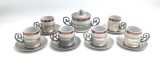Set cafea mokka portelan si cositor 6 cesti + zaharnita MONOPOLI