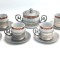 Set cafea mokka portelan si cositor 6 cesti + zaharnita MONOPOLI
