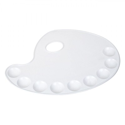 Paletă Pictură, Model Oval, 9 Compartimente, Plastic, Alb foto