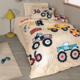 Cumpara ieftin Lenjerie Copii cu Elastic Cars Bej (Bumbac 100%)