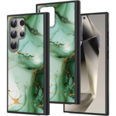 Hus&Auml; pentru samsung galaxy s25 ultra, marble lc, protec&Egrave;ie camer&Auml;, anti&Egrave;oc, design slim, alb - verde