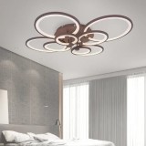 Lustra LED cu telecomanda BETTY, 200W, 8 Cercuri, lumina Rece/Calda/Neutra, Dimabila, Maro, Alessandro DESIGN