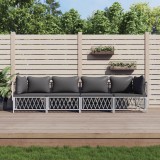 vidaXL Set mobilier gradina 4 piese alb otel tesut perne confortabil design modular