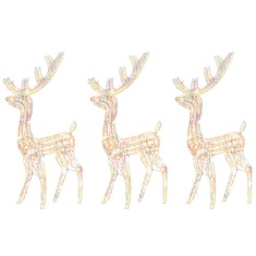 Decoratiuni ren de Craciun, 3 buc., multicolor, 120 cm, acril