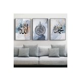 Set de afișe islamice QPLGTU, pictură pe p&acirc;nză cu marmură, afiș pe p&acirc;nză cu artă arabă, decor pentru peretele din living sau dormitor, afiș pe p&acirc;nză p