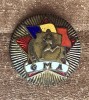 QW9 N8 62 - insigna - comunism - Gata pentru munca si aparare - GMA - diametrul mare, Romania de la 1950