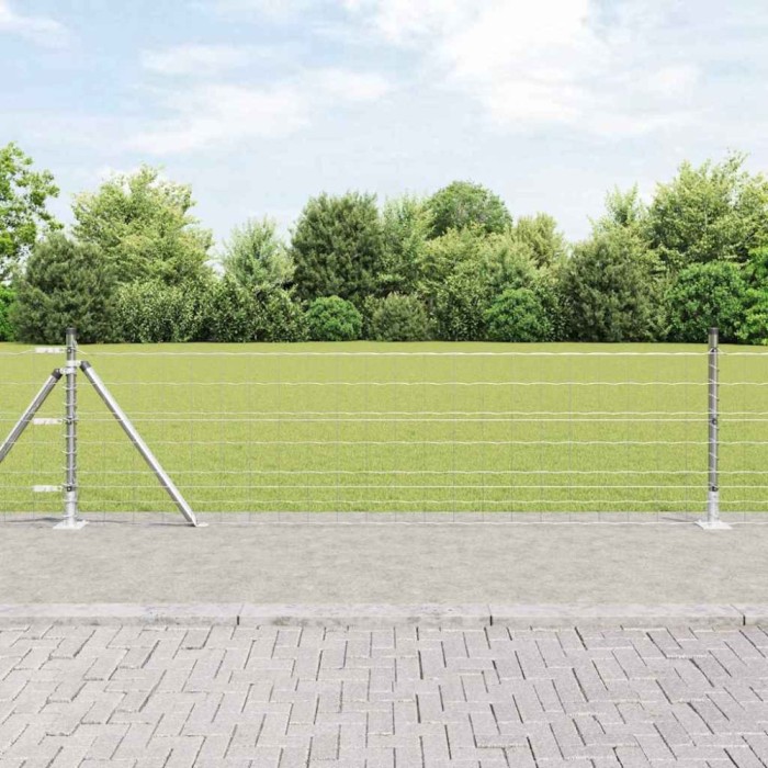 Gard Euro cu 7 st&acirc;lpi flanșați, 0.4x10 m, din oțel galvanizat