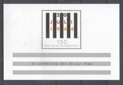 Germany Bundes 1994 Assas. Attempt on Hitler perf. sheet Mi.B29 MNH DA.194 foto