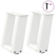 vidaXL Picioare pentru măsuță de cafea &icirc;n formă de U, 2 buc., alb, 30x(30-31) cm, oțel 4012737