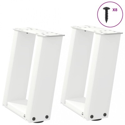 vidaXL Picioare pentru măsuță de cafea &amp;icirc;n formă de U, 2 buc., alb, 30x(30-31) cm, oțel 4012737 foto