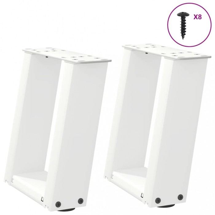 vidaXL Picioare pentru măsuță de cafea &icirc;n formă de U, 2 buc., alb, 30x(30-31) cm, oțel 4012737