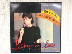 mick jagger lucky in love extended version maxi single 12&quot; disc vinyl muzica pop rock cbs records 1985 VG+