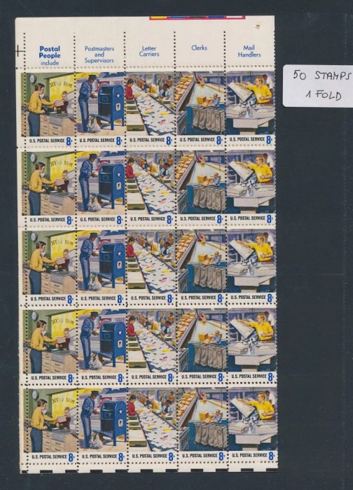 USA-SERVICIUL POSTAL-Coala de 50 timbre de 8 centi NESTAMPILATE