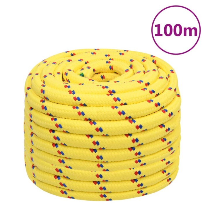 vidaXL Fr&acirc;nghie de barcă, galben, 20 mm, 100 m, polipropilenă