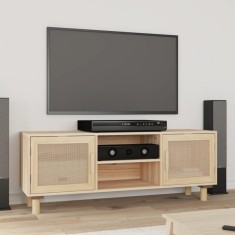 vidaXL Comodă TV, maro, 105x30x40 cm lemn masiv pin și ratan natural 345617