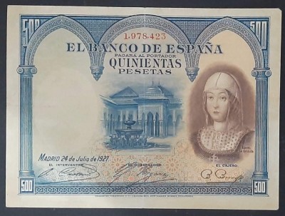 500 Pesetas 1921 Spania XF+ foto