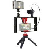 Cumpara ieftin Kit vlogging profesional,trepied,suport telefon,microfon,mini panou LED, Dactylion