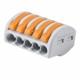 WAGO 222-415 Conector Electric Clasic 5 Fire, Sectiune 0.08-2.5/4 mm&sup2;, Set 40 Bucati, Gri