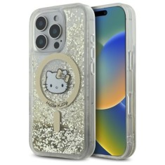 Husa pentru iPhone 16 Pro - Hello Kitty Hardcase Liquid Glitter Fever MagSafe (HKHMP16LLGDIH) - White/Gold
