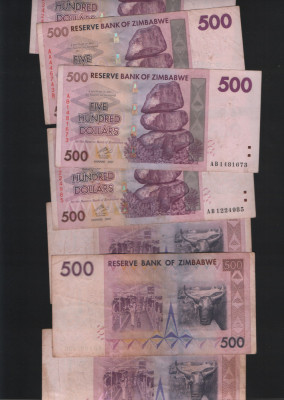 Zimbabwe 500 dollars dollari 2007 F-VF-XF foto