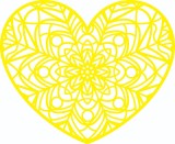 Sticker decorativ, Inima Mandala, Galben, 72 cm, 7223ST-3, Oem