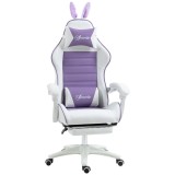 Vinsetto Scaun Gaming cu Urechi de Iepuraș, Suport pentru Picioare, Perne, Reglabil și Reclinabil, Mov | Aosom Romania