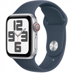 Apple Watch SE (2023), GPS, Cellular, Carcasa Silver Aluminium 40mm, Storm Blue Sport Band - M/L