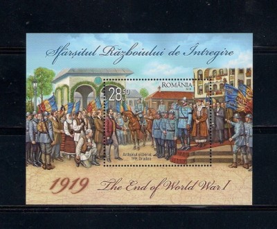 ROMANIA 2019 - 1919, SFARSITUL RAZBOIULUI DE INTREGIRE, COLITA, MNH - LP 2246 foto