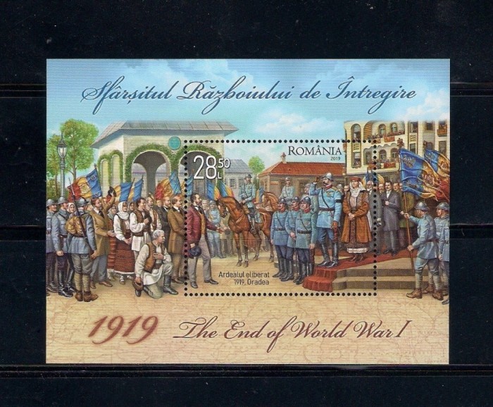 ROMANIA 2019 - 1919, SFARSITUL RAZBOIULUI DE INTREGIRE, COLITA, MNH - LP 2246