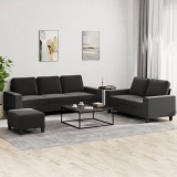 VidaXL Set de canapele, 3 piese, negru, textil