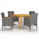 Cumpara ieftin Set mobilier de grădină, 5 piese, gri
