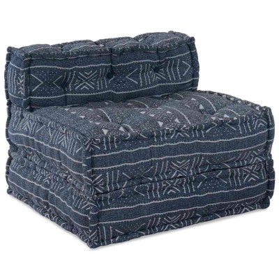 vidaXL Pouffe Geometric Manual Indigo 70 x 70 x 54 cm țesătură foto
