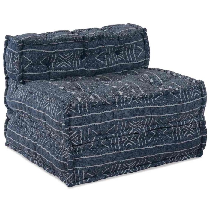 vidaXL Pouffe Geometric Manual Indigo 70 x 70 x 54 cm țesătură