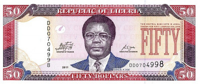 Liberia 50 Dolari 2011 (revers: Central Bank of Liberia) P-29f UNC !!! foto