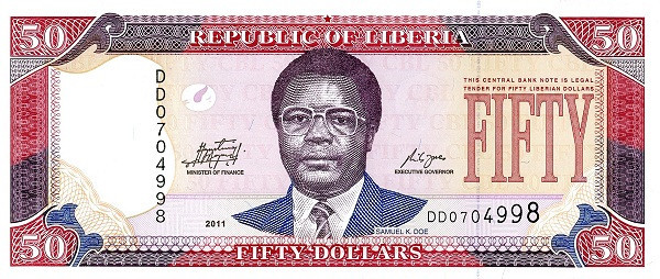 Liberia 50 Dolari 2011 (revers: Central Bank of Liberia) P-29f UNC !!!